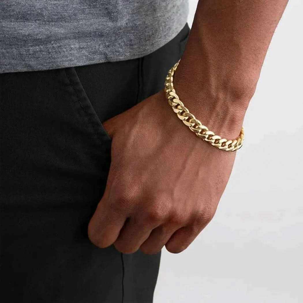 Black Alloy Diamond-Cut Cuban Łącze Bracelet