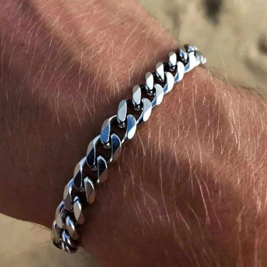 Black Alloy Diamond-Cut Cuban Łącze Bracelet