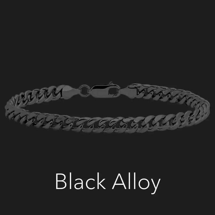 Black Alloy Diamond-Cut Cuban Łącze Bracelet