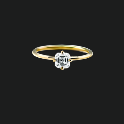 18K Yellow Gold Asscher Engagement Ring