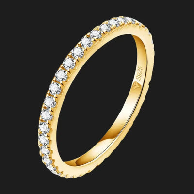 Gold Plated Moissanite Eternity Ring