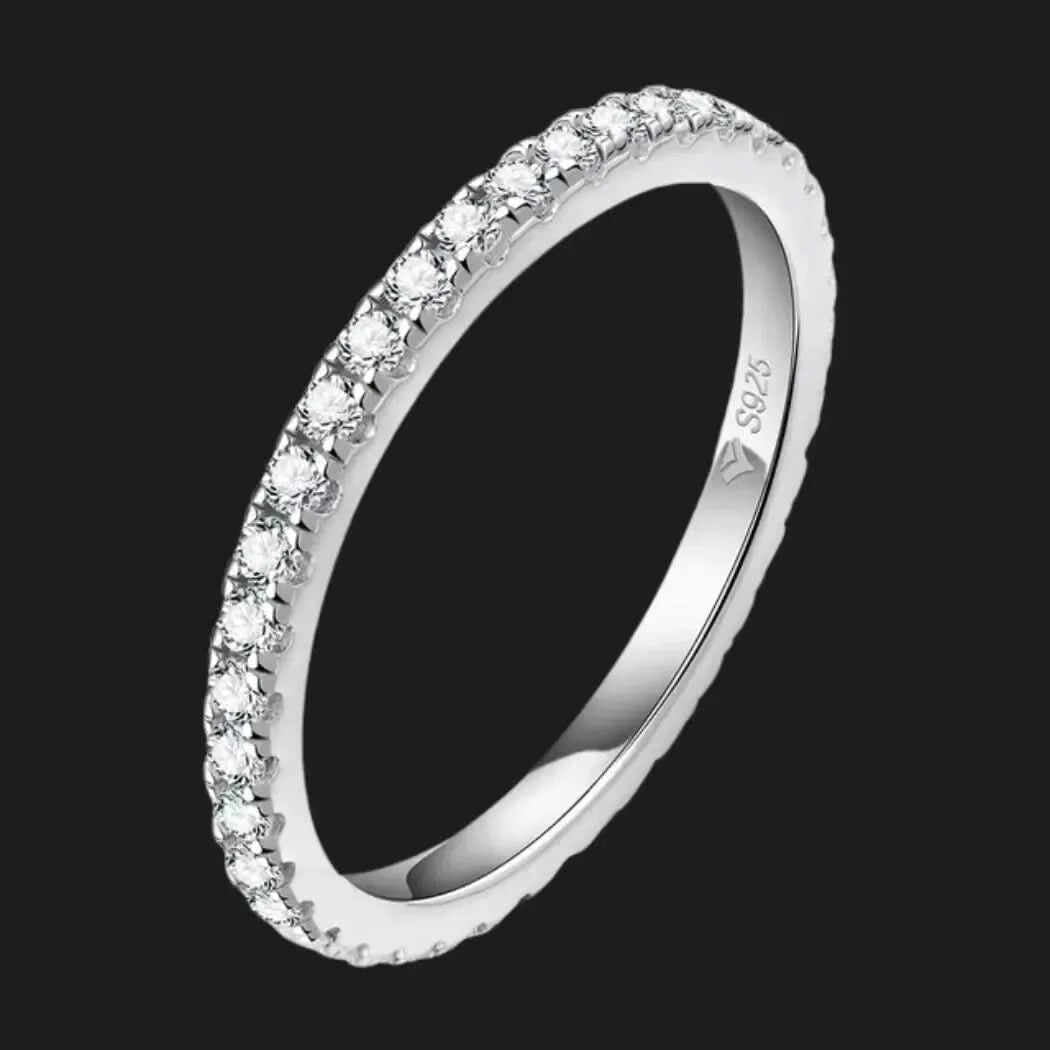 Gold Plated Moissanite Eternity Ring