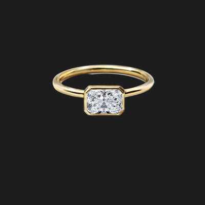 18K Yellow Gold Radiant Bezel Engagement Ring