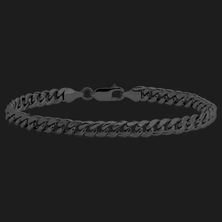 Black Alloy Diamond-Cut Cuban Łącze Bracelet