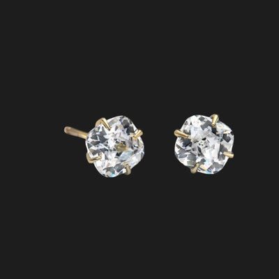 14K Yellow Gold Cushion Studs