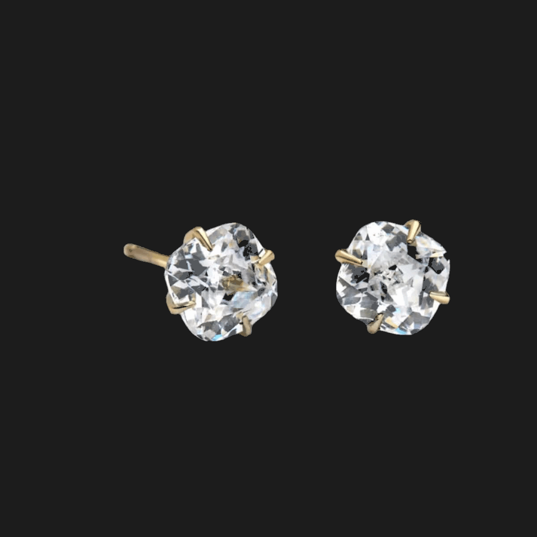 Cushion-Cut Diamond Stud Earrings 14K Żółty Złoty Cushion