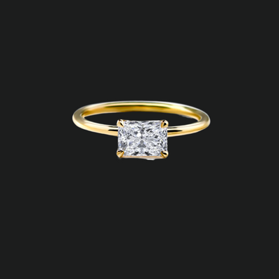 Radiant 18K Yellow Gold Engagement Ring East West