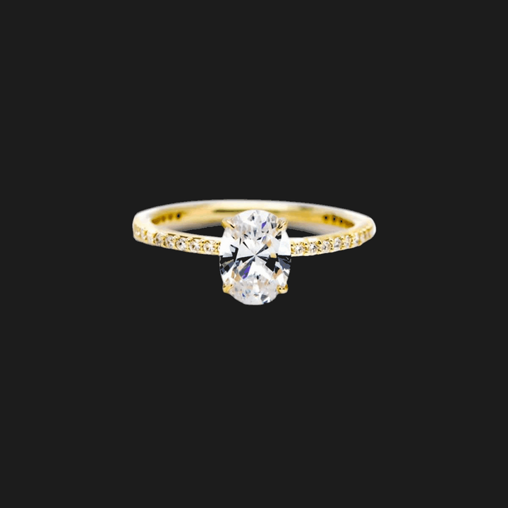 Asscher Pavé Diamond Engagement prsten 18K žuti zlatni oval