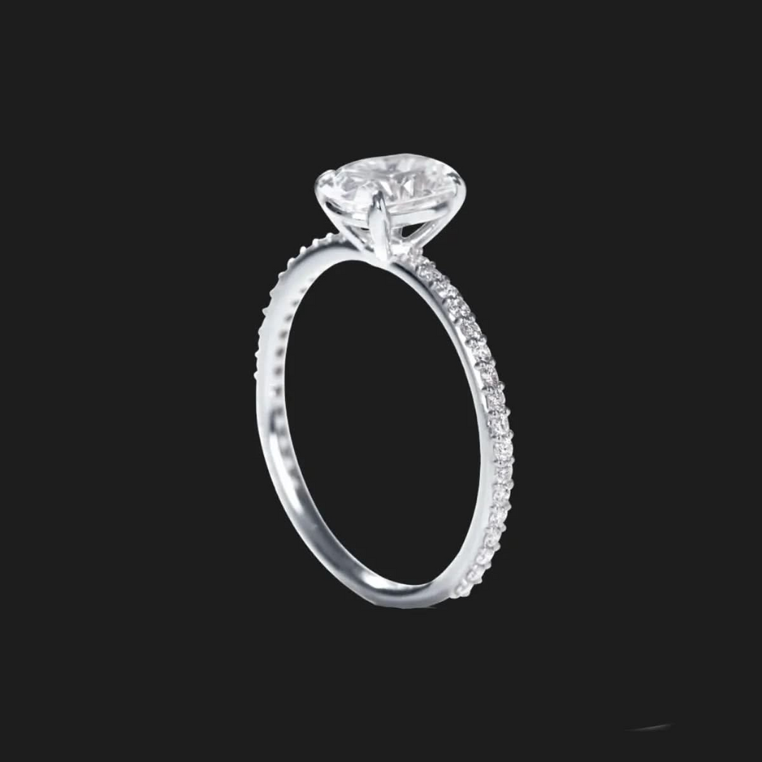 Asscher Pavé Diamond Engagement prsten