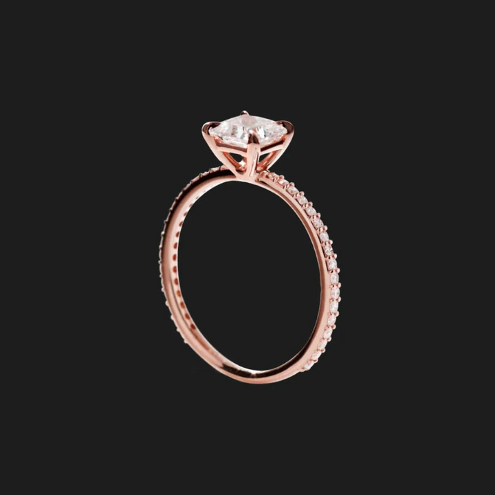 Asscher Pavé Diamond Engagement prsten