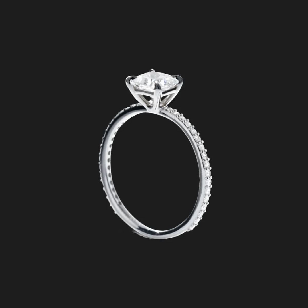 Asscher Pavé Diamond Engagement prsten