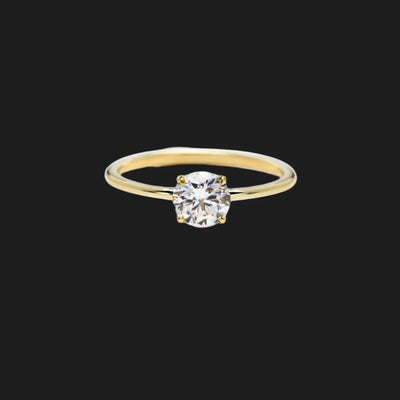 18K Yellow Gold Round Engagement Ring