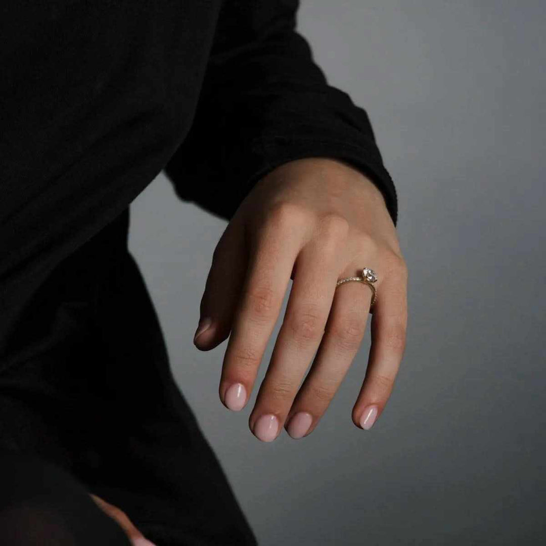 Asscher Pavé Diamond Engagement prsten