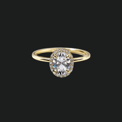 18K Yellow Gold Oval Halo Engagement Ring