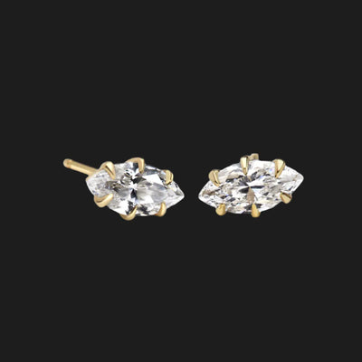 14K Yellow Gold Marquise Studs