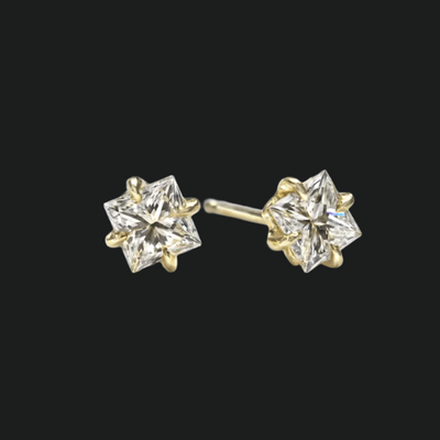 14K Yellow Gold Princess Studs