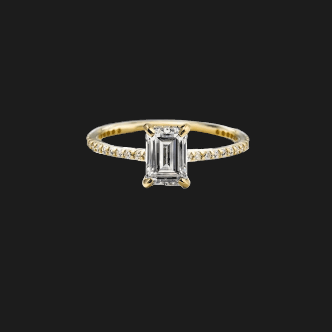 Emerald Pavé Diamond Engagement Ring 18K žuti zlatni Emerald