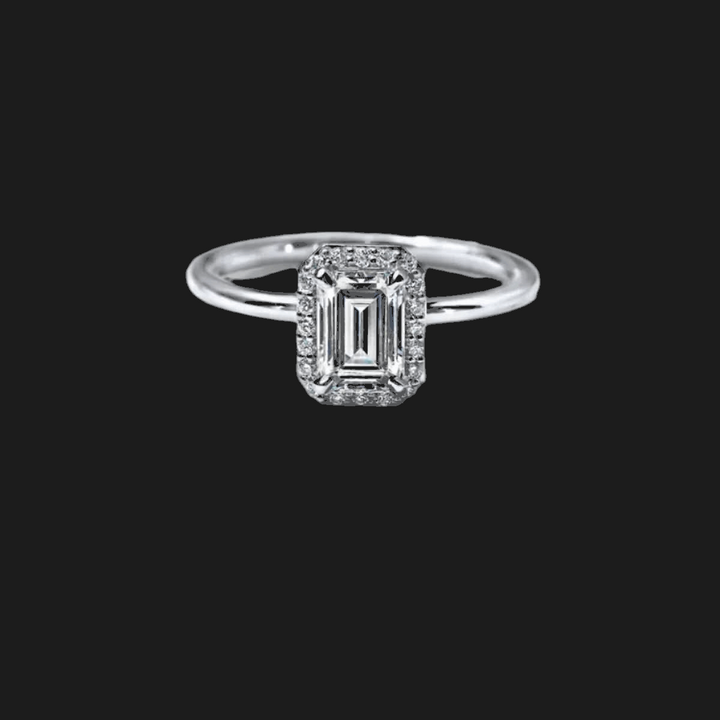 Radiant Halo Diamond Engagement Ring Emerald