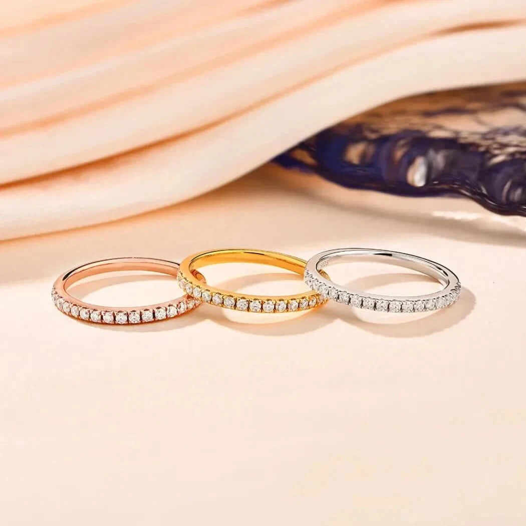 Gold Plated Moissanite Eternity Ring