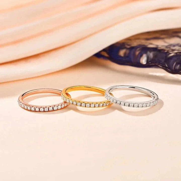 Gold Plated Moissanite Eternity Ring