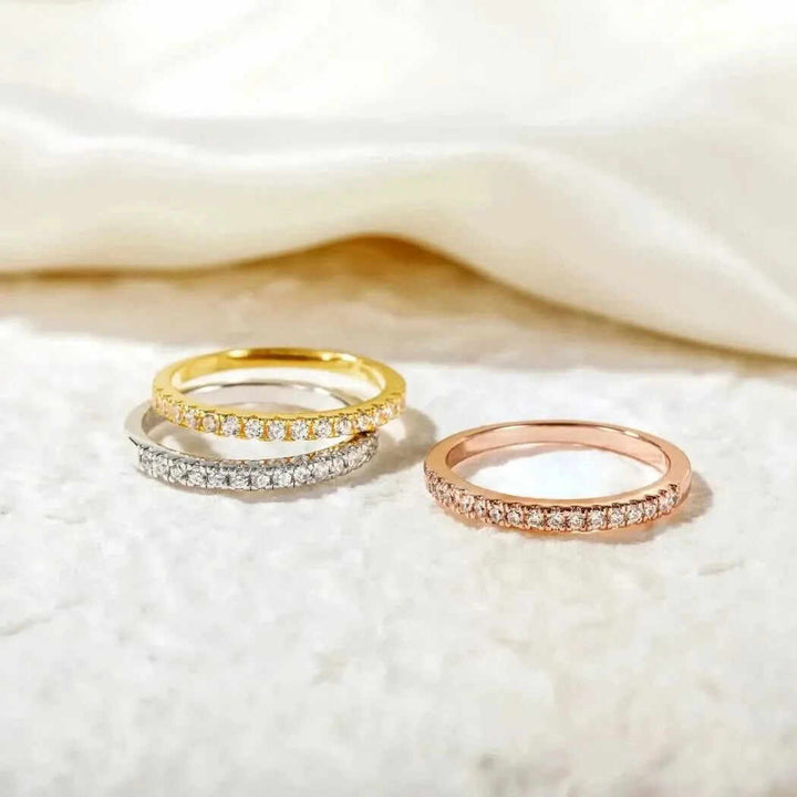 Gold Plated Moissanite Eternity Ring