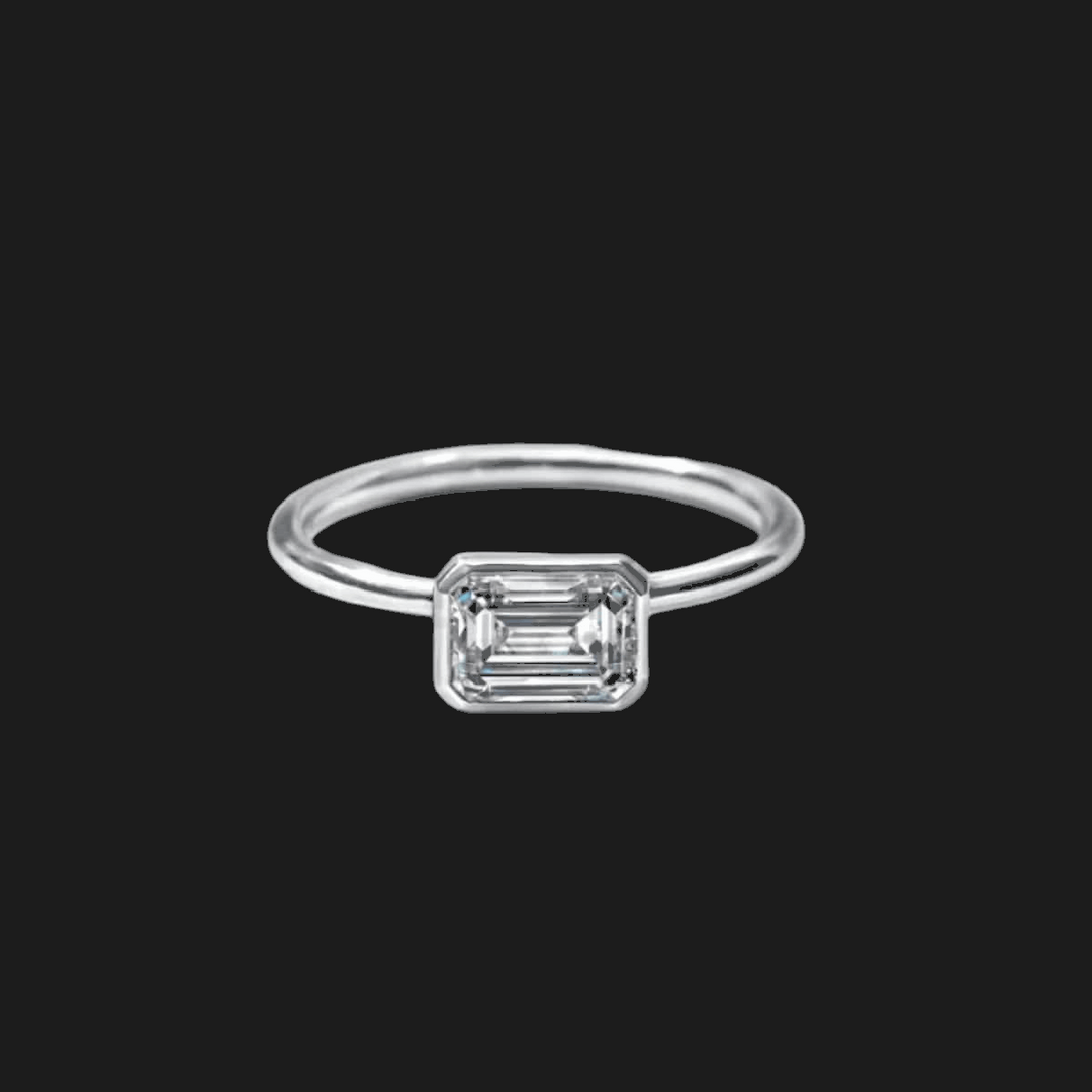 Oval Bezel Set Diamond Ring Emerald