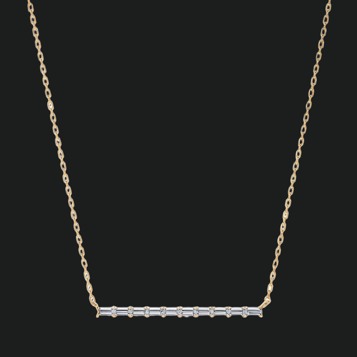 Baguette Diamond Bar Necklace - 9kt White Gold with Lab-Grown Diamond