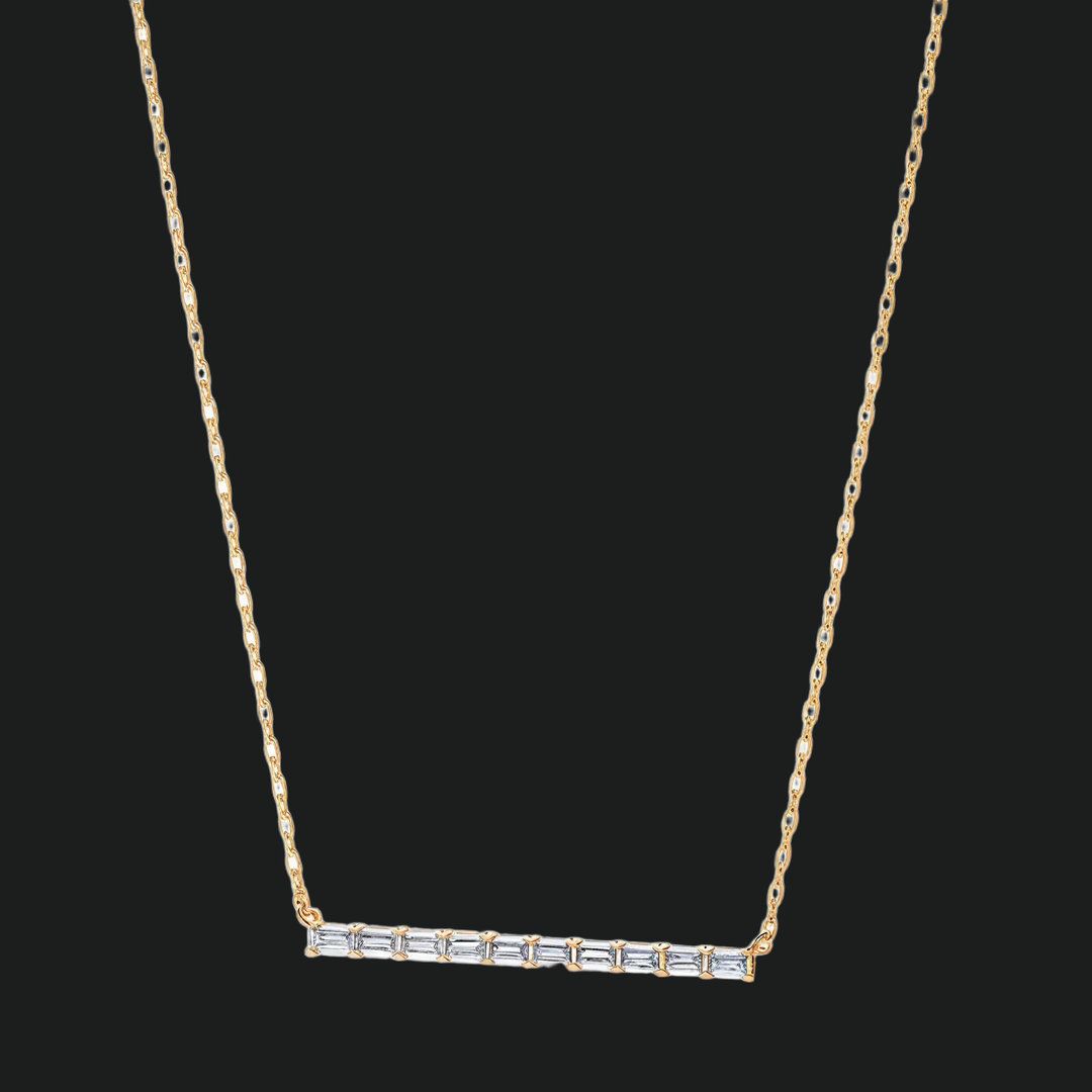 Baguette Diamond Bar Necklace