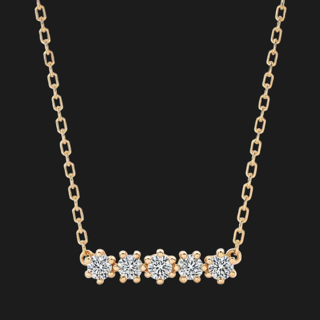 Five Stone Diamond Bar Necklace - 9kt White Gold with Lab-Grown Diamond
