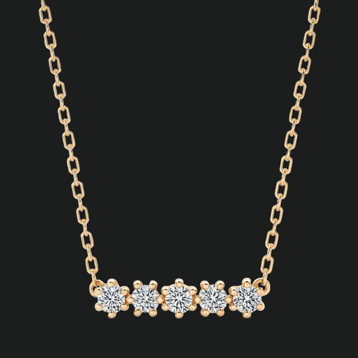 Fünf Steindiamantbar Halskette - 9kt Weißgold mit Labor -Diamanten