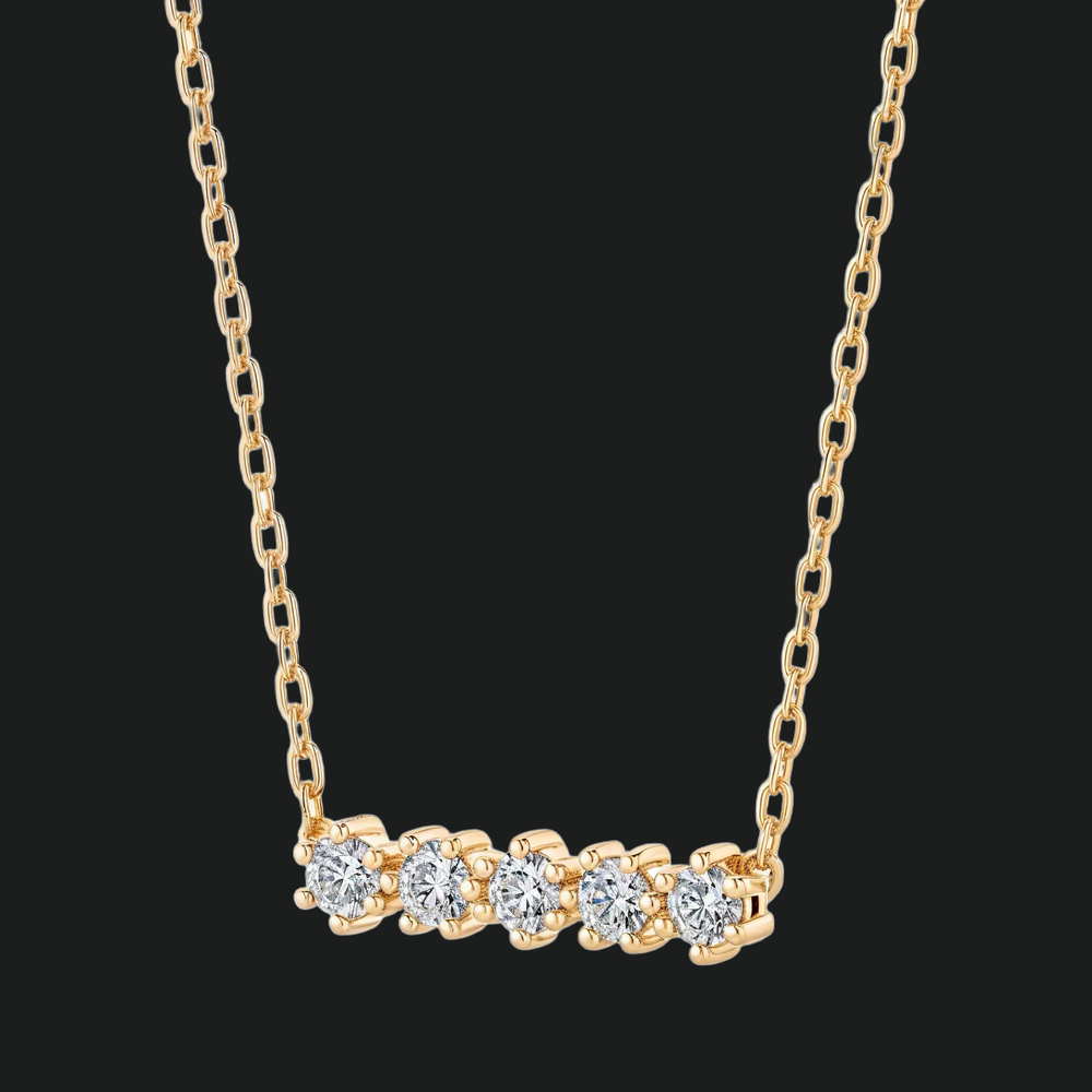 Five Stone Diamond Bar Necklace