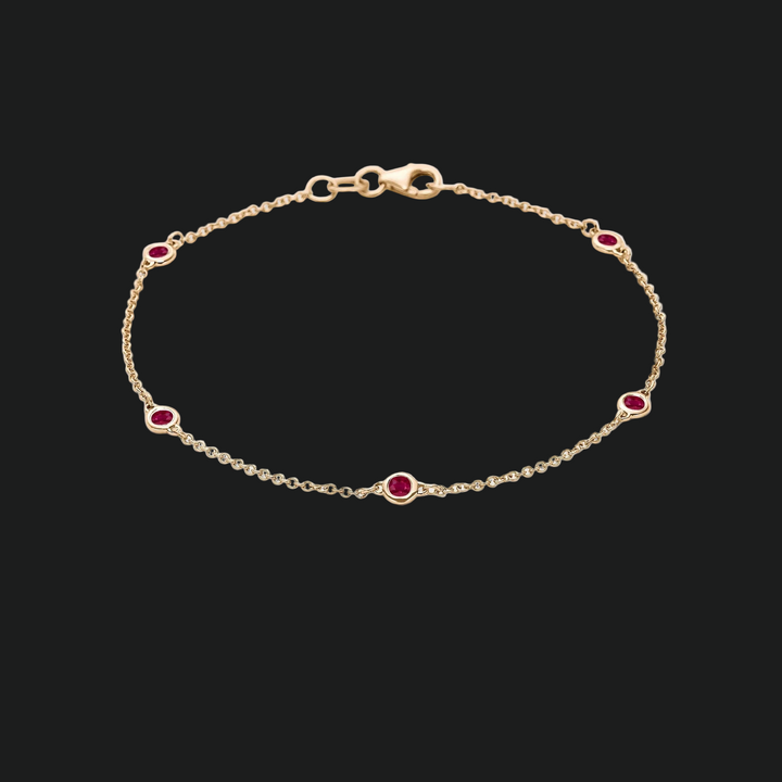 Bezel-set Ruby Station armband-9kt wit goud met lab gekweekte diamant