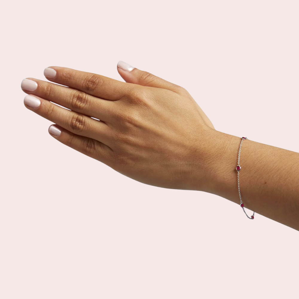Bezel-Set Ruby Station Bracelet