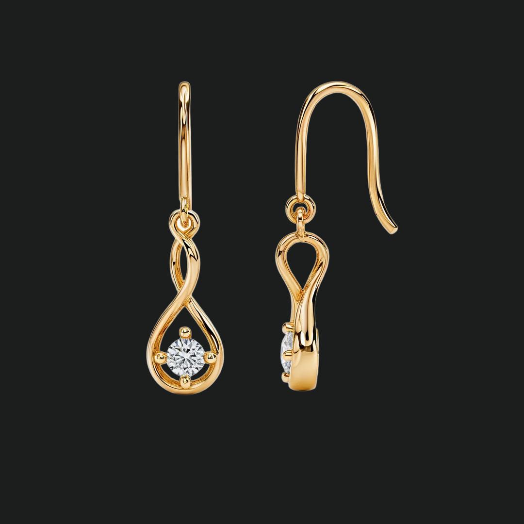 Infinity Diamond Drop Earrings - 9kt White Gold with Lab-Grown Diamond