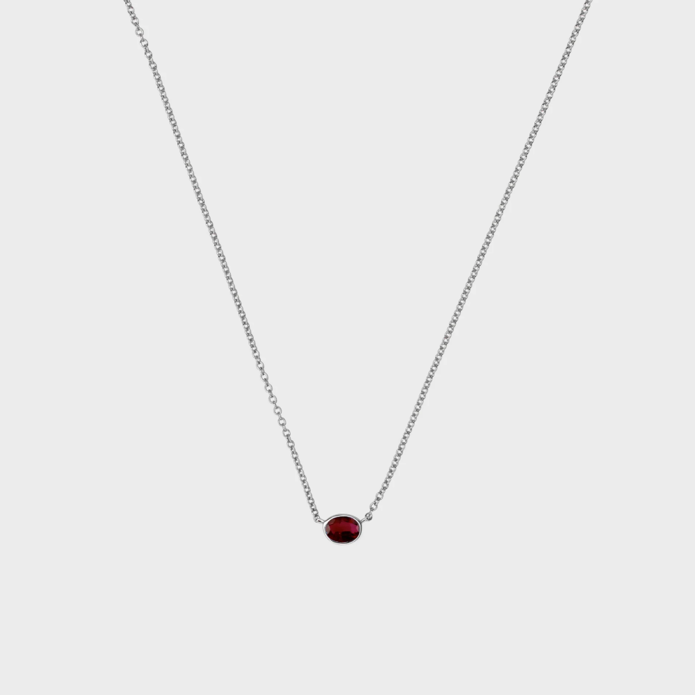 Oval Ruby Bezel Set Pendant