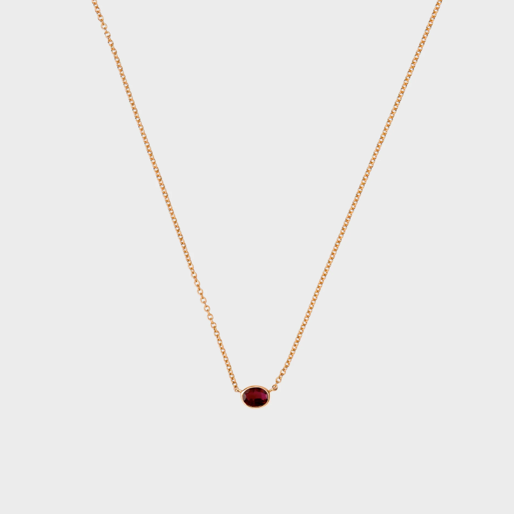 Oval Ruby Bezel Set Pendant