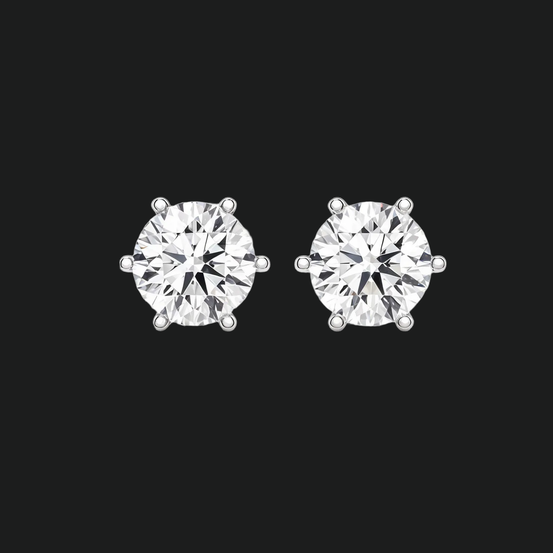 Round Cut Diamond Stud Earrings - 9kt White Gold with Lab-Grown Diamond