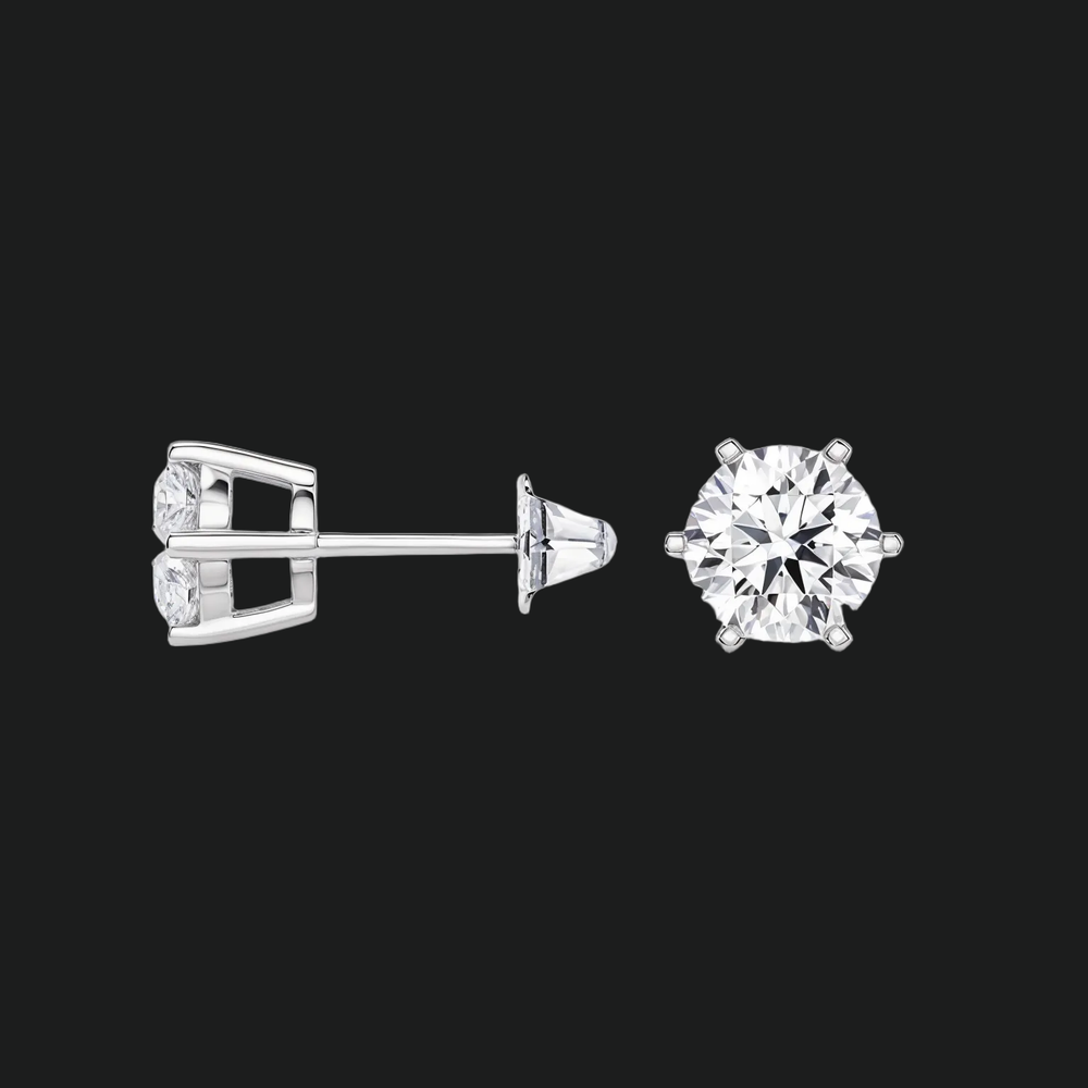 Round Cut Diamond Stud Earrings