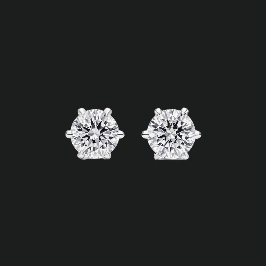 Round Diamond Stud Earrings - 9kt White Gold with Lab-Grown Diamond