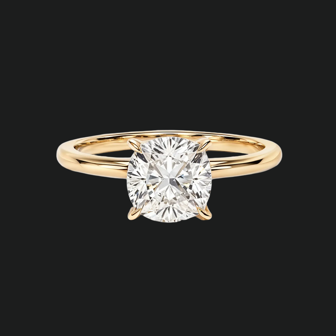 Cushion Cut Solitaire Engagement Ring with Diamond Accents in 9kt White Gold