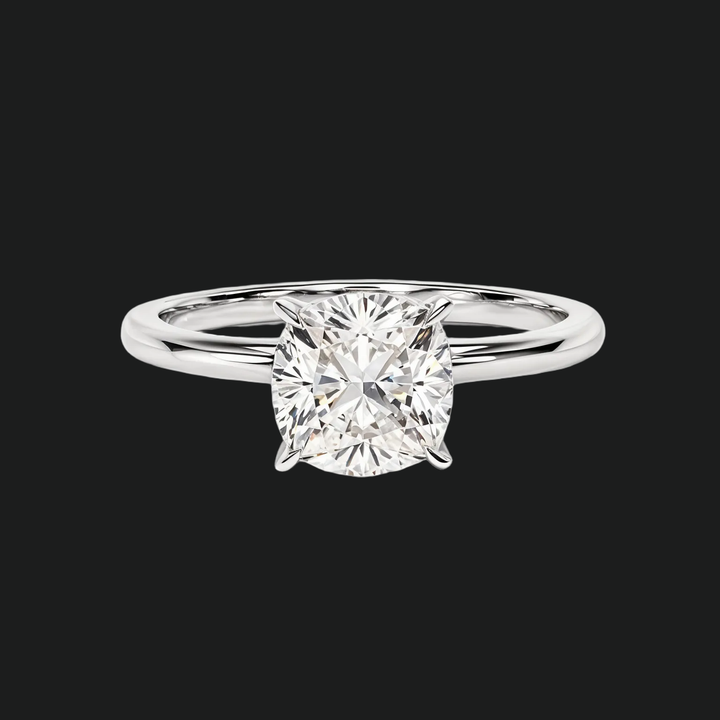 Cushion Cut Solitaire Engagement Ring with Diamond Accents