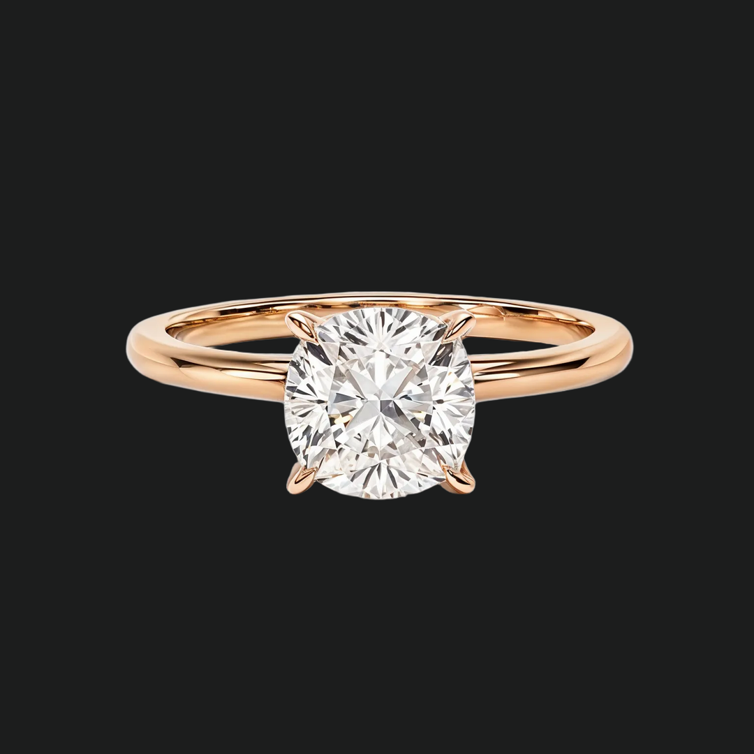 Cushion Cut Solitaire Engagement Ring with Diamond Accents