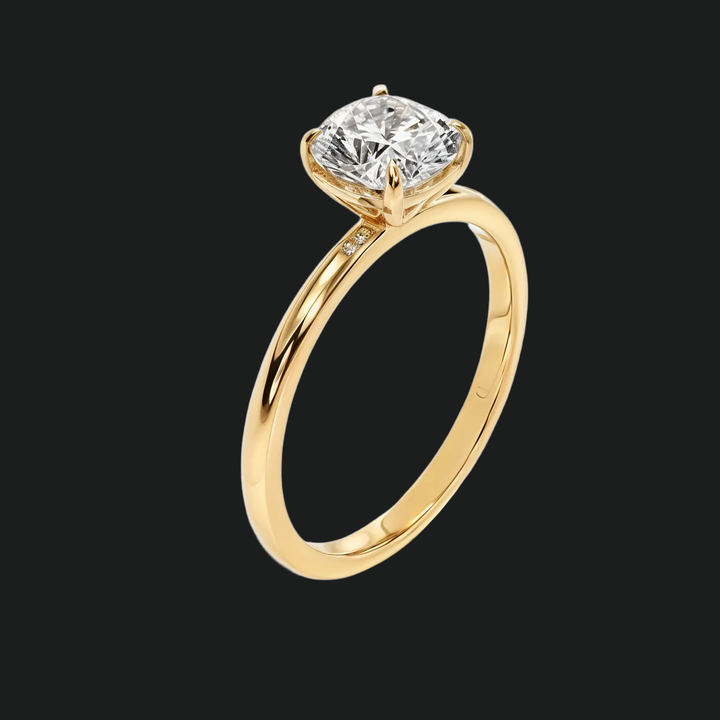 Cushion Cut Solitaire Engagement Ring with Diamond Accents