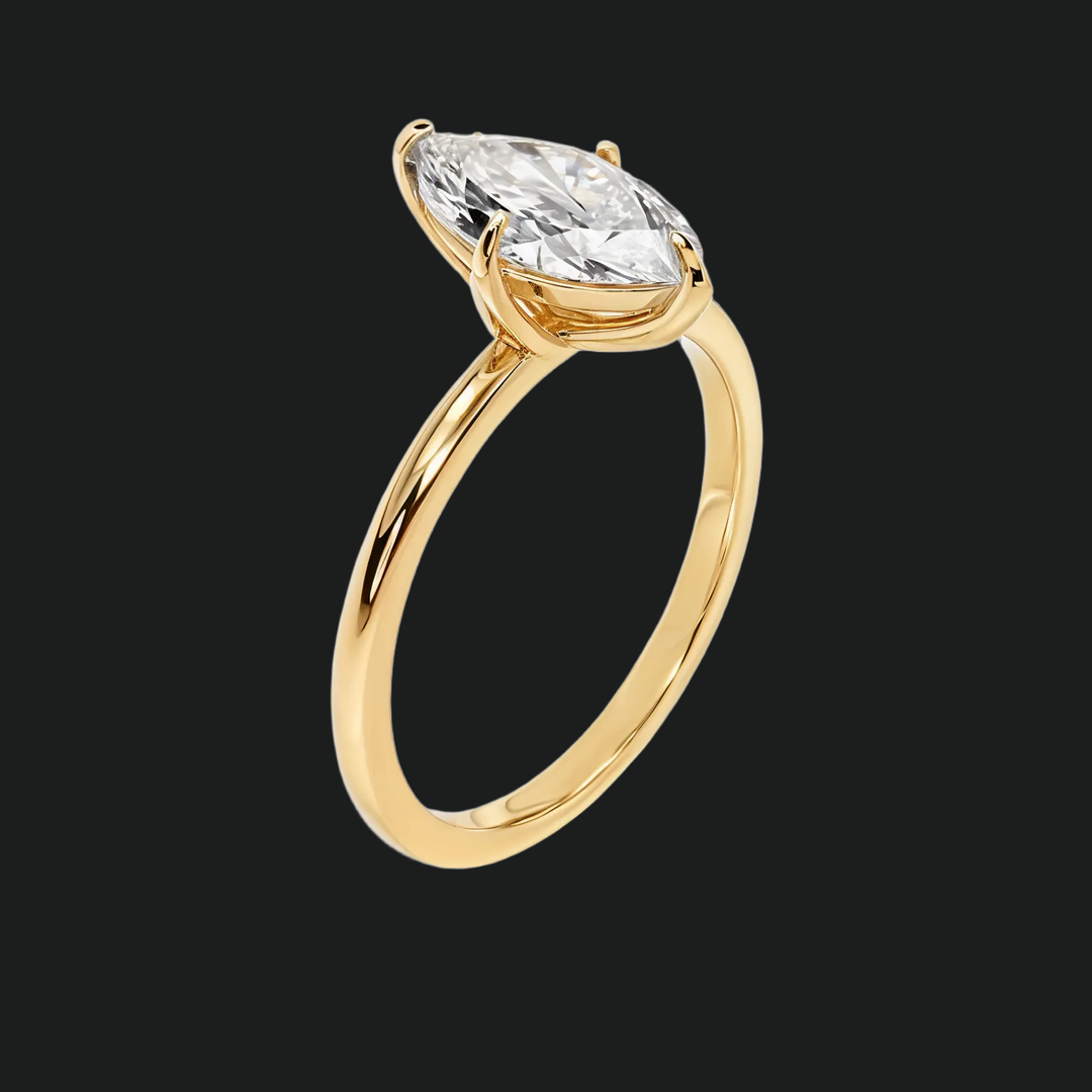 Bague de fiançailles Solitaire à 4 dents marquise