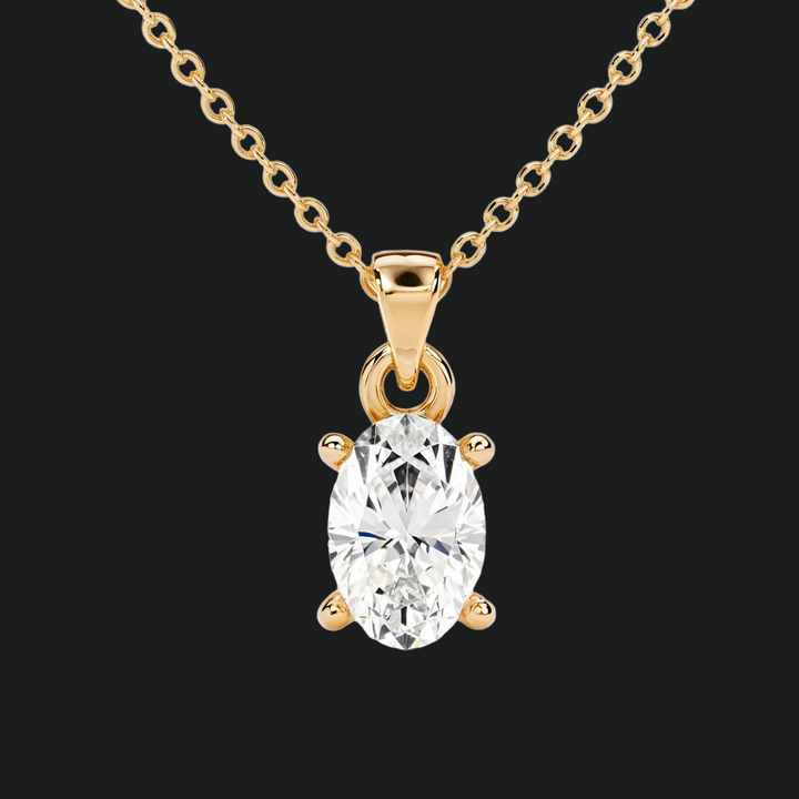 Oval Diamond Solitaire Anhänger - 9kt Weißgold mit Laborgewachsenen Diamanten