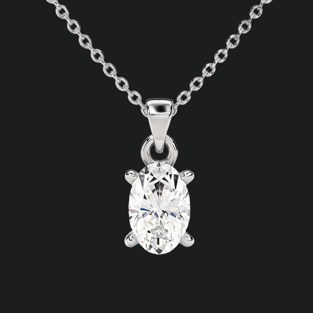 Oval Diamond Solitaire Pendant