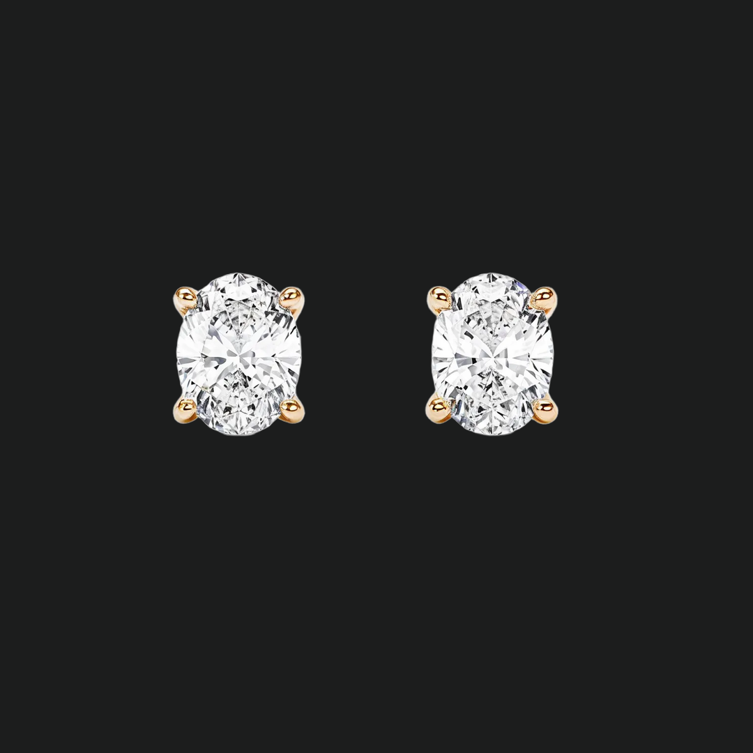 Oval Diamond Stud Earrings - 9kt White Gold with Lab-Grown Diamond