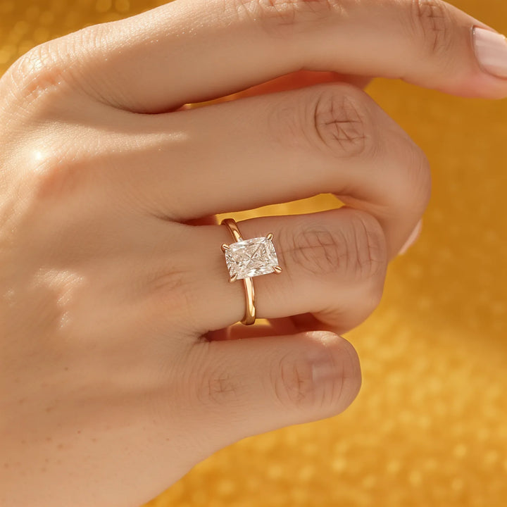 Radiant Cut Solitaire Engagement Ring with Diamond Accents