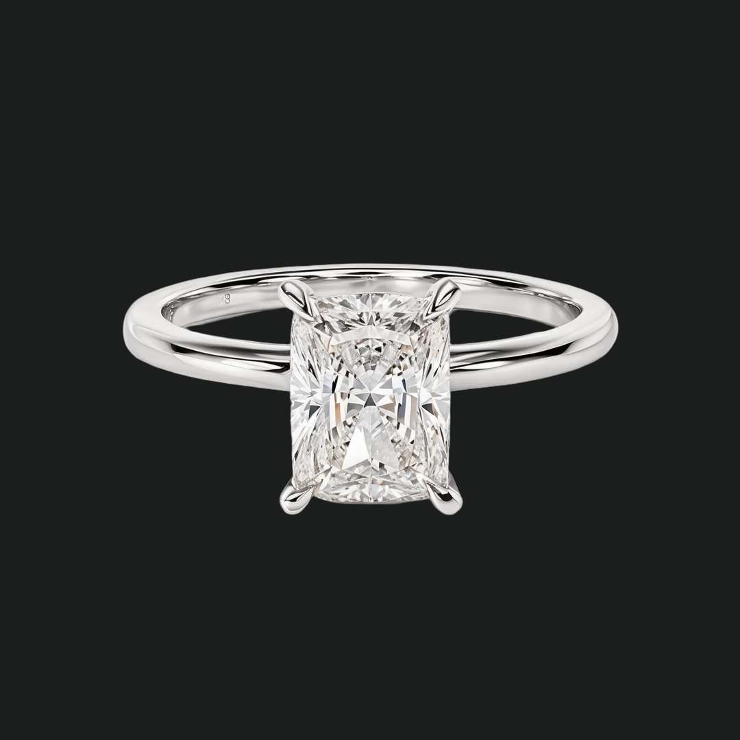 Radiant Cut Solitaire Engagement Ring with Diamond Accents
