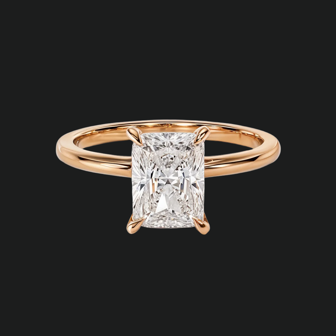 Radiant Cut Solitaire Engagement Ring with Diamond Accents